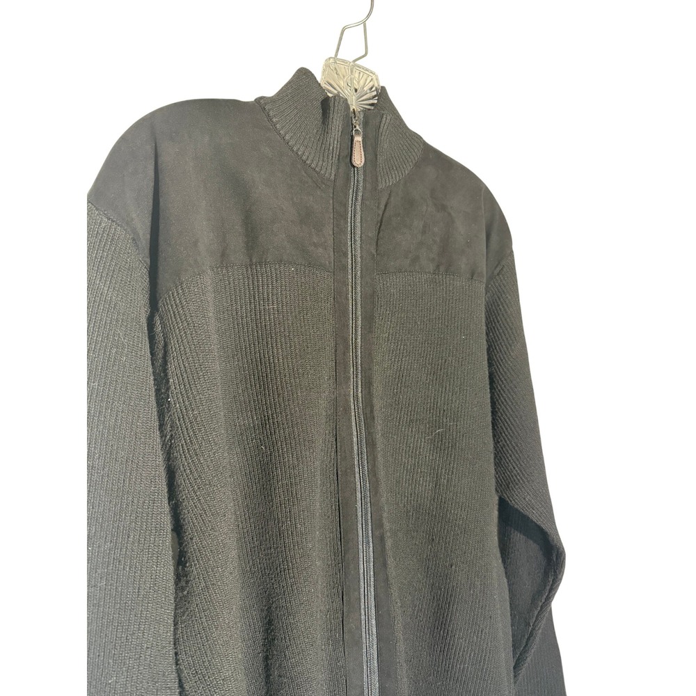 Giorgio Bertinatti Men's Black Mock Neck Full Zip Ribbed Sweater Jacket Size M - Picture 3 of 5